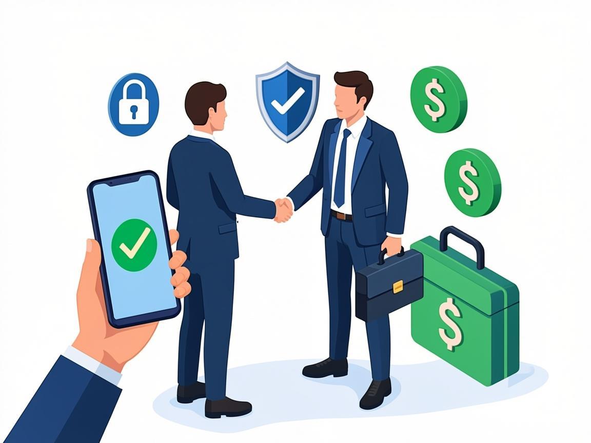 Two people shaking hands — secure escrow transaction
